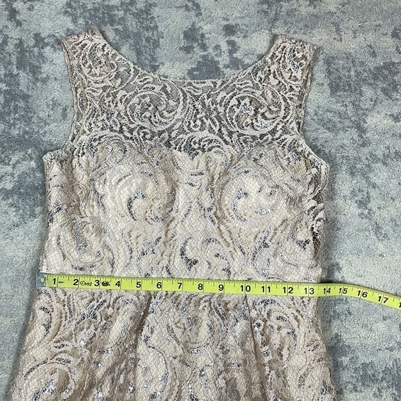 Jenny Yoo Collection Harlow Dress Lace Sweetheart Mini Cream Metallic Sz 4 - Picture 7 of 13